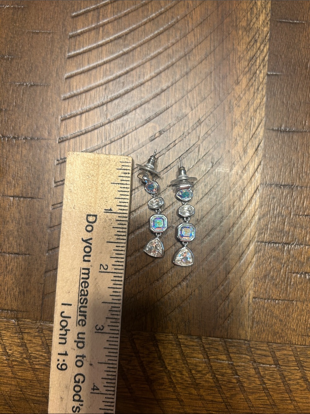 Touchstone Crystal Silver Iridescent Drop Earrings